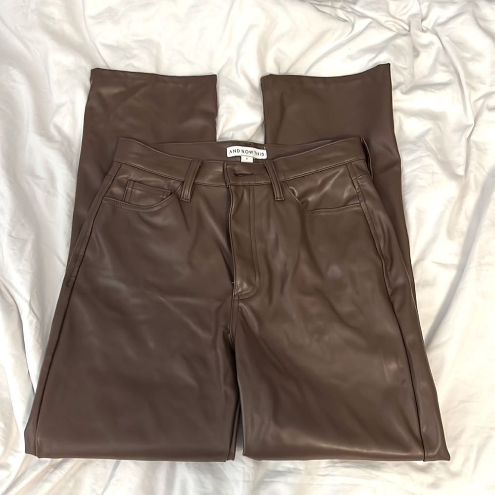 And Now This brown leather pant, size 2
